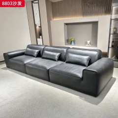 千匠一品 现代风格 全真皮+羽绒填充+实木框架+承重脚 时尚简约大黑牛沙发8803-L