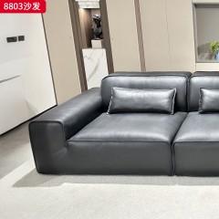 千匠一品 现代风格 全真皮+羽绒填充+实木框架+承重脚 时尚简约大黑牛沙发8803-L