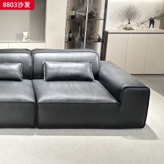 千匠一品 现代风格 全真皮+羽绒填充+实木框架+承重脚 时尚简约大黑牛沙发8803-L