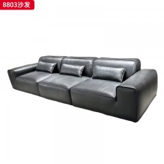 千匠一品 现代风格 全真皮+羽绒填充+实木框架+承重脚 时尚简约大黑牛沙发8803-L