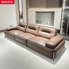千匠一品 现代风格 全真皮+羽绒填充+实木框架+五金脚 时尚简约沙发8806-L