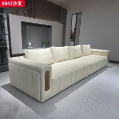 千匠一品 现代风格 生态真皮+羽绒填充+实木框架 时尚简约沙发8842-L