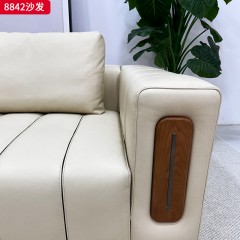 千匠一品 现代风格 生态真皮+羽绒填充+实木框架 时尚简约沙发8842-L
