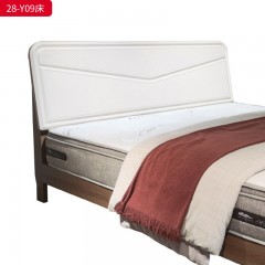 千匠一品 现代风格 多层实木板+木饰面+烤漆+橡木床板+五金脚 时尚简约床28-Y09-L