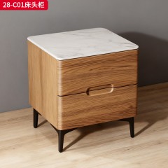 千匠一品 现代风格 微晶石+实木板+枪色亮光钢脚 时尚简约床头柜28-C01-L