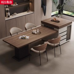 千匠一品 现代风格 全实木夹板+木皮岩板+公牛插座（含茶炉） 时尚大气岛台821-J