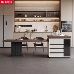 千匠一品 现代风格 全实木夹板+木皮岩板+公牛插座（含茶炉） 时尚大气岛台821-J