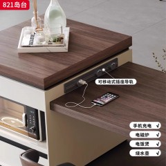 千匠一品 现代风格 全实木夹板+木皮岩板+公牛插座（含茶炉） 时尚大气岛台821-J