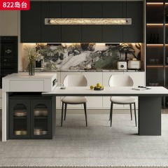 千匠一品 现代风格 全实木夹板+烤漆+岩板+承托板+公牛插座（含茶炉） 时尚大气岛台822-J