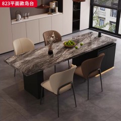 千匠一品 现代风格 全实木夹板+烤漆+岩板+公牛升降插座 时尚大气平面款岛台823-J