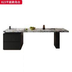 千匠一品 现代风格 全实木夹板+烤漆+岩板+公牛升降插座 时尚大气平面款岛台823-J