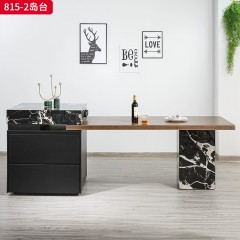 千匠一品 中古侘寂风格 实木多层板+岩板+公牛插座（含茶炉） 时尚大气岛台815-2-J