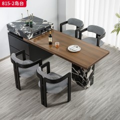 千匠一品 中古侘寂风格 实木多层板+岩板+公牛插座（含茶炉） 时尚大气岛台815-2-J