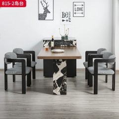 千匠一品 中古侘寂风格 实木多层板+岩板+公牛插座（含茶炉） 时尚大气岛台815-2-J