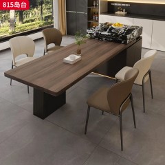 千匠一品 中古侘寂风格 全实木夹板+岩板+公牛插座（含茶炉） 时尚大气岛台815-J