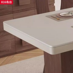 千匠一品 中古侘寂风格 全实木多层板+岩板+亚克力桌脚+公牛插座（含茶炉） 时尚大气岛台816-J