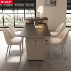 千匠一品 现代风格 板木结合+12mm岩板面+公牛插座 时尚简约岛台805-L