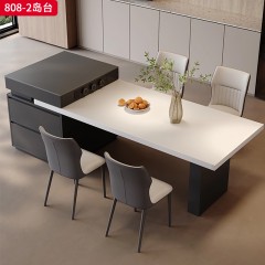 千匠一品 现代风格 实木多层板+12mm岩板面+挂边岩板+公牛插座 时尚简约岛台808-2-L