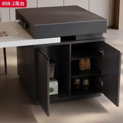 千匠一品 现代风格 实木多层板+12mm岩板面+挂边岩板+公牛插座 时尚简约岛台808-2-L