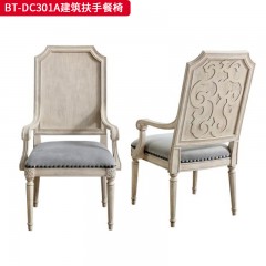 【精品】千匠一品 美式风格 香蕉木+素色棉麻布 时尚大气建筑餐椅BT-DC301A BT-DC301B-J