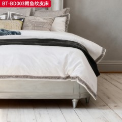 【精品】千匠一品 美式风格 橡胶木贴水曲柳木皮+环保人造板+鳄鱼纹皮 时尚大气鳄鱼纹皮床BT-BD003-J