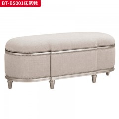 【精品】千匠一品 美式风格 橡胶木贴水曲柳木皮+环保人造板+素色棉麻布 时尚大气床尾凳BT-BS001-J