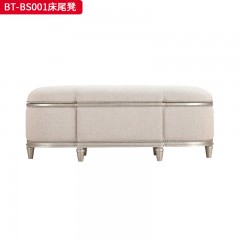 【精品】千匠一品 美式风格 橡胶木贴水曲柳木皮+环保人造板+素色棉麻布 时尚大气床尾凳BT-BS001-J