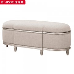 【精品】千匠一品 美式风格 橡胶木贴水曲柳木皮+环保人造板+素色棉麻布 时尚大气床尾凳BT-BS001-J