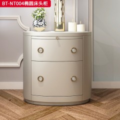 【精品】千匠一品 美式风格 橡胶木贴水曲柳木皮+环保人造板 时尚大气椭圆床头柜BT-NT004-J