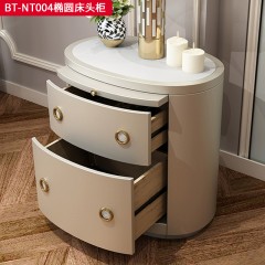 【精品】千匠一品 美式风格 橡胶木贴水曲柳木皮+环保人造板 时尚大气椭圆床头柜BT-NT004-J