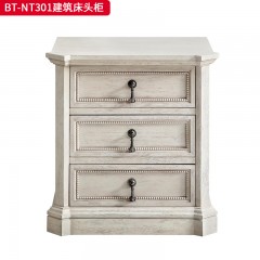 【精品】千匠一品 美式风格 橡胶木贴水曲柳木皮+环保人造板 时尚大气建筑床头柜BT-NT301-J