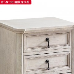 【精品】千匠一品 美式风格 橡胶木贴水曲柳木皮+环保人造板 时尚大气建筑床头柜BT-NT301-J