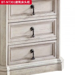 【精品】千匠一品 美式风格 橡胶木贴水曲柳木皮+环保人造板 时尚大气建筑床头柜BT-NT301-J