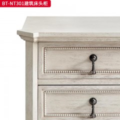 【精品】千匠一品 美式风格 橡胶木贴水曲柳木皮+环保人造板 时尚大气建筑床头柜BT-NT301-J
