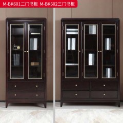 【精品】千匠一品 美式轻奢风格 主材桃花芯木+辅材进口橡胶木+五金拉手+玻璃柜门 时尚大气二门书柜M-BK601 三门书柜M-BK602-J