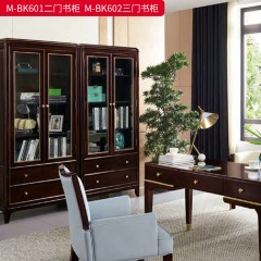 【精品】千匠一品 美式轻奢风格 主材桃花芯木+辅材进口橡胶木+五金拉手+玻璃柜门 时尚大气二门书柜M-BK601 三门书柜M-BK602-J