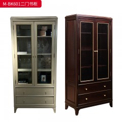 【精品】千匠一品 美式轻奢风格 主材桃花芯木+辅材进口橡胶木+五金拉手+玻璃柜门 时尚大气二门书柜M-BK601 三门书柜M-BK602-J