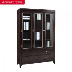 【精品】千匠一品 美式轻奢风格 主材桃花芯木+辅材进口橡胶木+五金拉手+玻璃柜门 时尚大气二门书柜M-BK601 三门书柜M-BK602-J