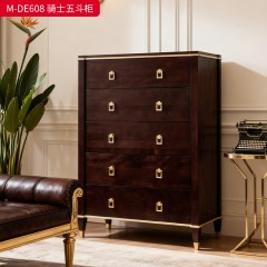 【精品】千匠一品 美式轻奢风格 主材桃花芯木+辅材进口橡胶木+五金拉手 时尚大气骑士五斗柜M-DE608-J
