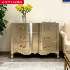 【精品】千匠一品 美式轻奢风格 桃花芯木贴皮+自闭滑轨+手工贴金箔工艺 时尚大气亲密关系多功能柜M-DE613-J