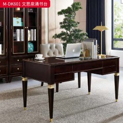 【精品】千匠一品 美式轻奢风格 主材桃花芯木+辅材进口橡胶木+五金拉手 古典大气文思泉涌书台M-DK601-J