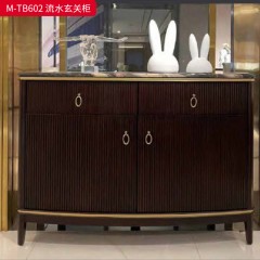 【精品】千匠一品 美式轻奢风格 大理石台面+主材桃花芯木+辅材进口橡胶木+五金拉手 时尚古典流水玄关柜M-TB602-J
