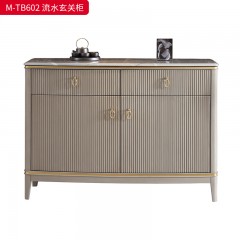 【精品】千匠一品 美式轻奢风格 大理石台面+主材桃花芯木+辅材进口橡胶木+五金拉手 时尚古典流水玄关柜M-TB602-J