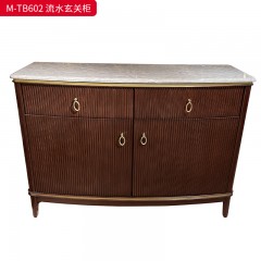 【精品】千匠一品 美式轻奢风格 大理石台面+主材桃花芯木+辅材进口橡胶木+五金拉手 时尚古典流水玄关柜M-TB602-J