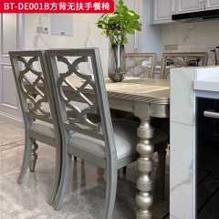 【精品】千匠一品 美式风格 橡胶木+素色棉麻布 时尚大气餐椅BT-DE001-L