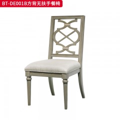 【精品】千匠一品 美式风格 橡胶木+素色棉麻布 时尚大气餐椅BT-DE001-L