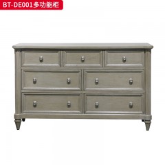 【精品】千匠一品 美式风格 橡胶木贴水曲柳木皮+环保人造板 时尚大气多功能柜BT-DE001-L