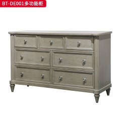 【精品】千匠一品 美式风格 橡胶木贴水曲柳木皮+环保人造板 时尚大气多功能柜BT-DE001-L