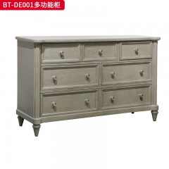 【精品】千匠一品 美式风格 橡胶木贴水曲柳木皮+环保人造板 时尚大气多功能柜BT-DE001-L