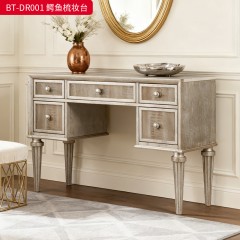 【精品】千匠一品 美式风格 橡胶木贴水曲柳木皮+环保人造板+鳄鱼纹皮 时尚大气梳妆台BT-DR001-L